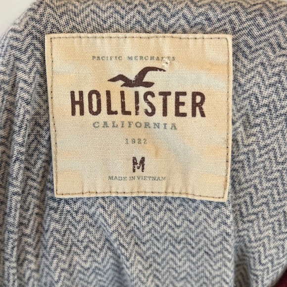 Hollister Mens Hoodie Gray Herringbone Pocket Hooded Sweatshirt Size M - Picture 4 of 4